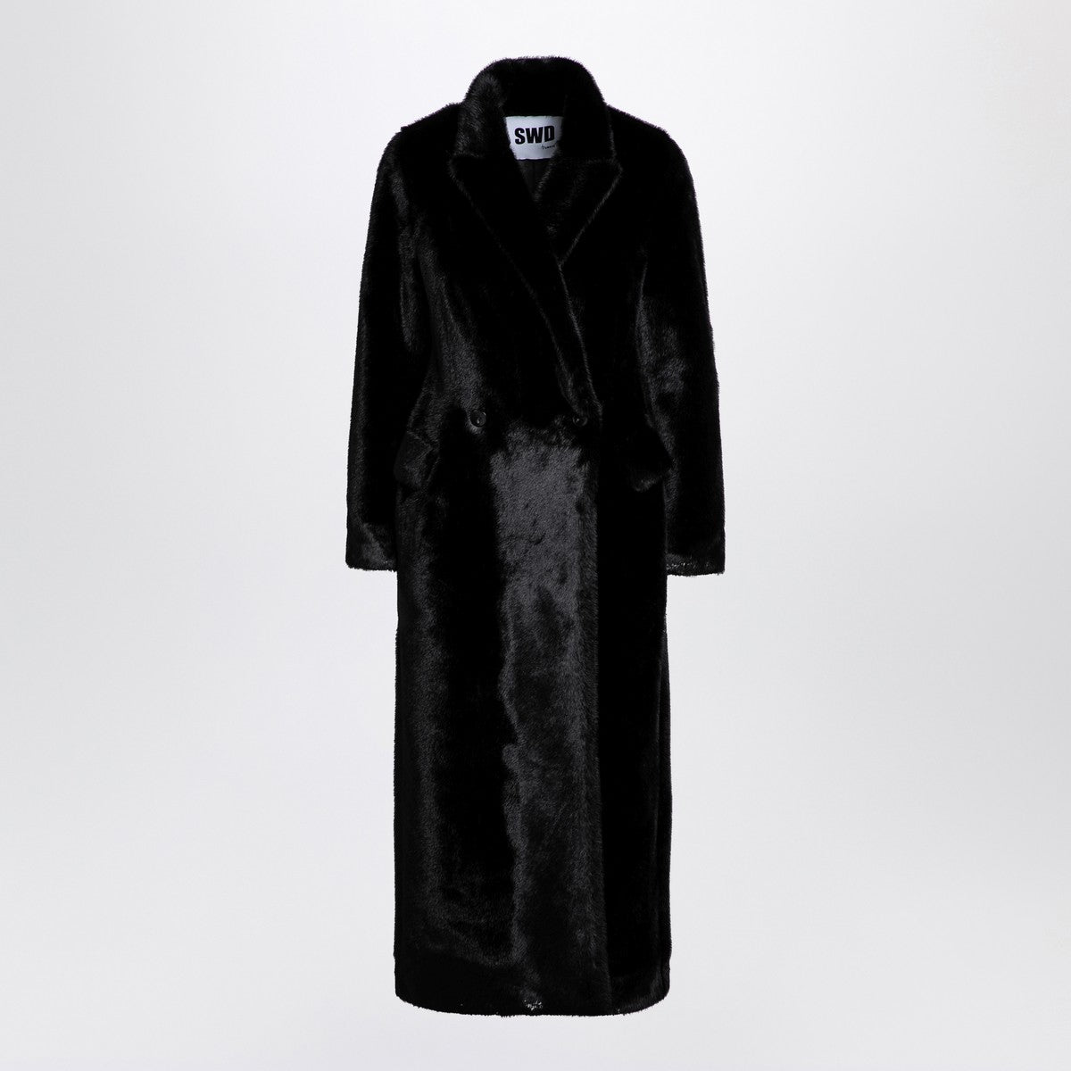 Sword 6644 Black long faux fur coat