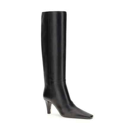 Saint Laurent Black Leather High Heel Boots