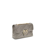 PINKO Gray Calf Leather Bos Taurus Shoulder Bag