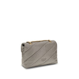 PINKO Gray Calf Leather Bos Taurus Shoulder Bag
