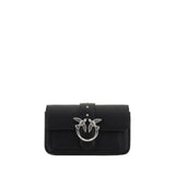 PINKO Black Calf Leather Bos Taurus Shoulder Bag