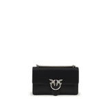 PINKO Black Calf Leather Bos Taurus Shoulder Bag