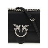 PINKO Black Calf Leather Bos Taurus Shoulder Bag