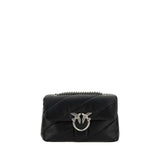 PINKO Black Calf Leather Bos Taurus Shoulder Bag