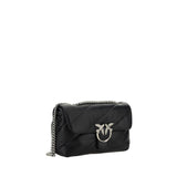 PINKO Black Calf Leather Bos Taurus Shoulder Bag