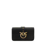 PINKO Black Calf Leather Bos Taurus Shoulder Bag