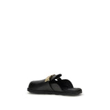 Moschino Black Calf Leather Bos Taurus Mules