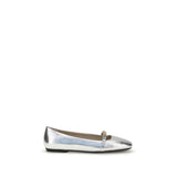 PINKO Silver Calf Leather Bos Taurus Ballet Flats