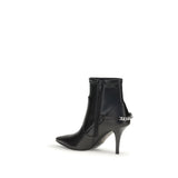 PINKO Black Calf Leather Bos Taurus Ankle Boots