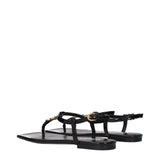 Versace Black Leather Flip-Flop Sandals