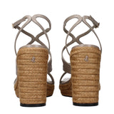 Jimmy Choo Gray Leather Wedge Sandals