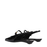 Prada Black Leather Flat Sandals