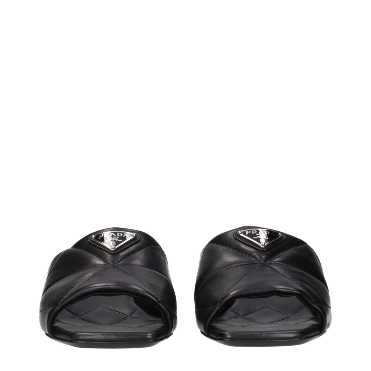 Prada Black Leather Flat Sandals