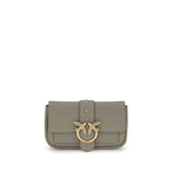 PINKO Gray Calf Leather Bos Taurus Shoulder Bag