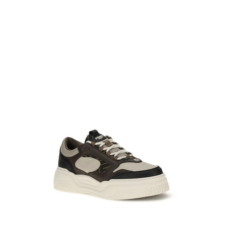 Fendi Black Calf Leather Bos Taurus Low Top Sneakers
