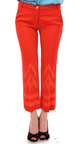 Versace Collection Red Pants Cropped 3/4 Short Nude Capri Pants