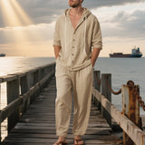 Hooded Long-sleeved Shirt Trousers Casual Suit Men
