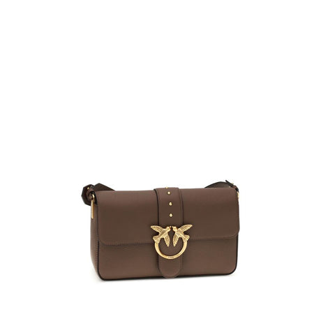 PINKO Brown Calf Leather Bos Taurus Shoulder Bag
