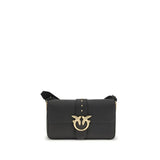 PINKO Black Calf Leather Bos Taurus Shoulder Bag