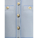 Balmain Light Blue Viscose Cardigan