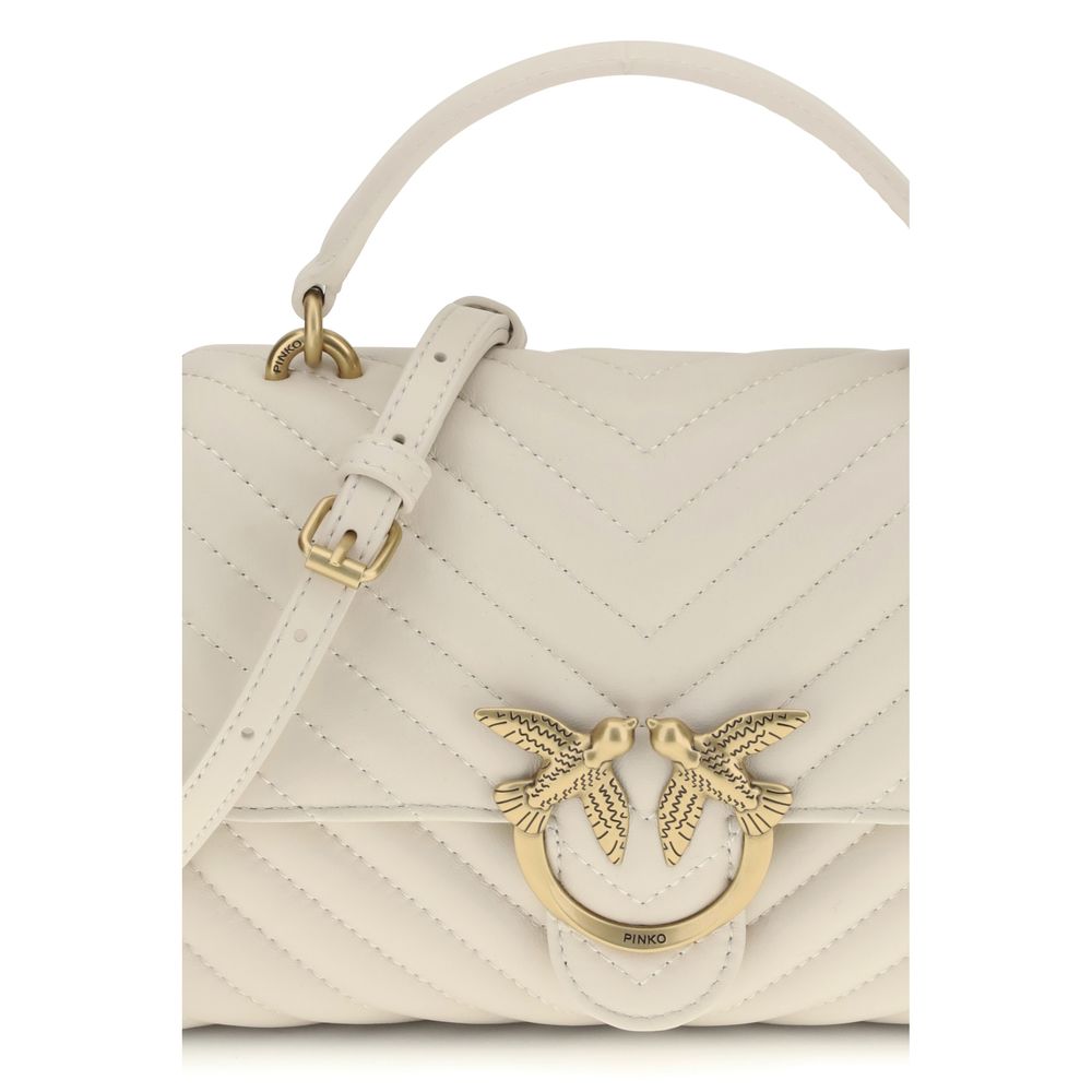 PINKO White Calf Leather Bos Taurus Handbag
