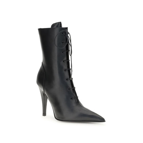 Alexander McQueen Black Calf Leather Bos Taurus Lace-Up Boots