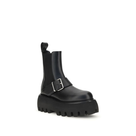 Alexander McQueen Black Calf Leather Bos Taurus Ankle Boots