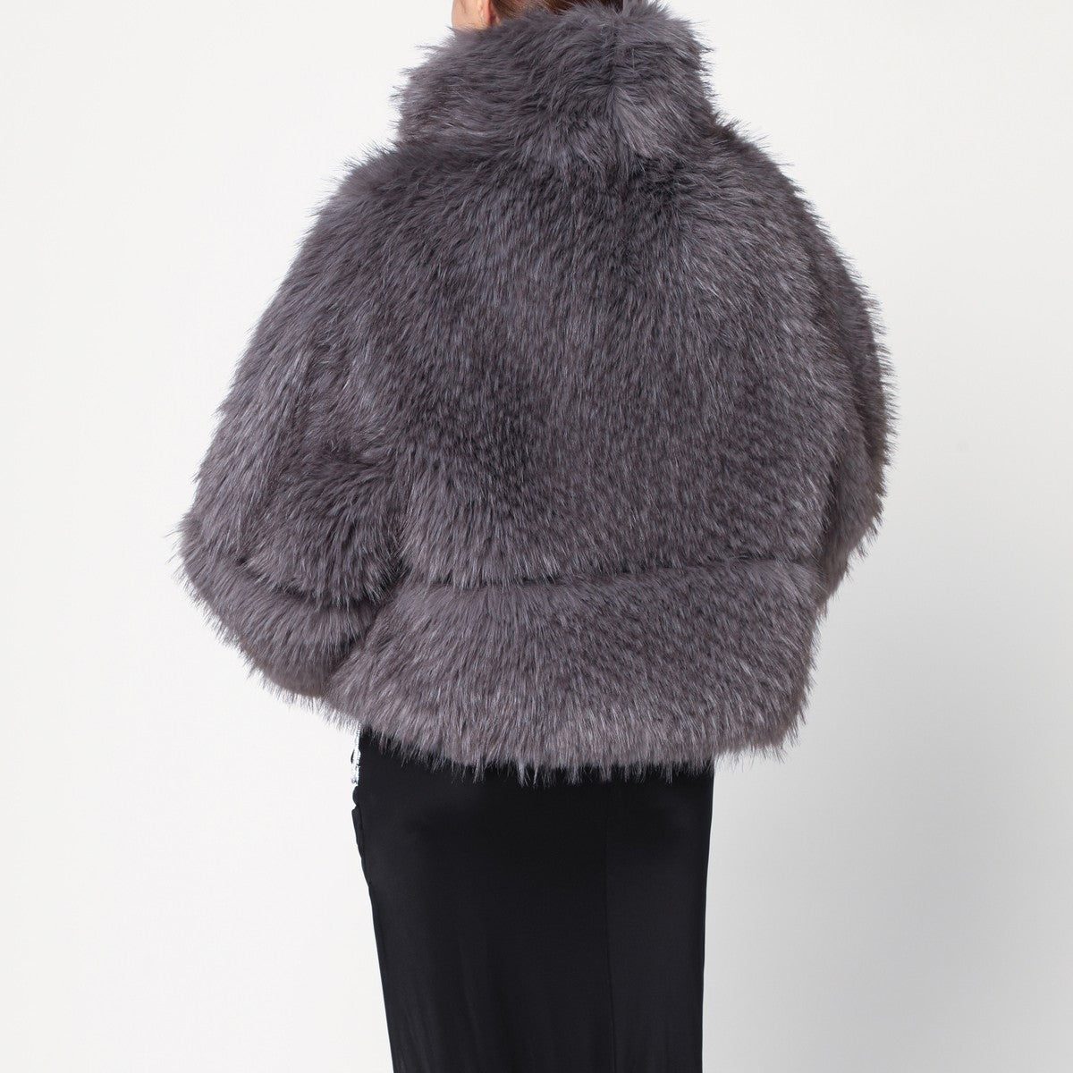 Sword 6644 Short grey faux fur coat