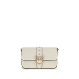 PINKO White Calf Leather Bos Taurus Shoulder Bag