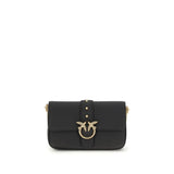 PINKO Black Calf Leather Bos Taurus Shoulder Bag