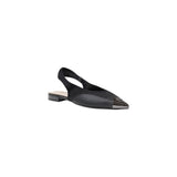 PINKO Black Leather Flat Sandals