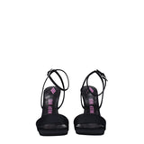 The Attico Black Satin Stiletto Heel Sandals