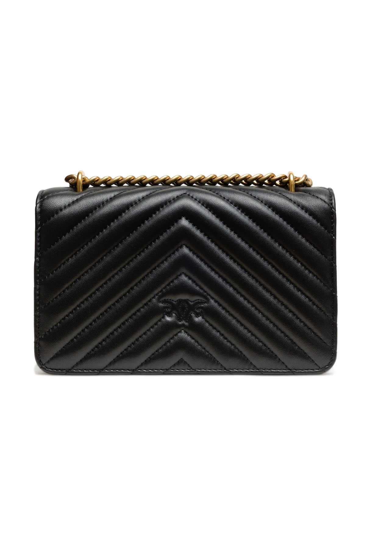 PINKO Black Leather Love One Mini Shoulder Bag