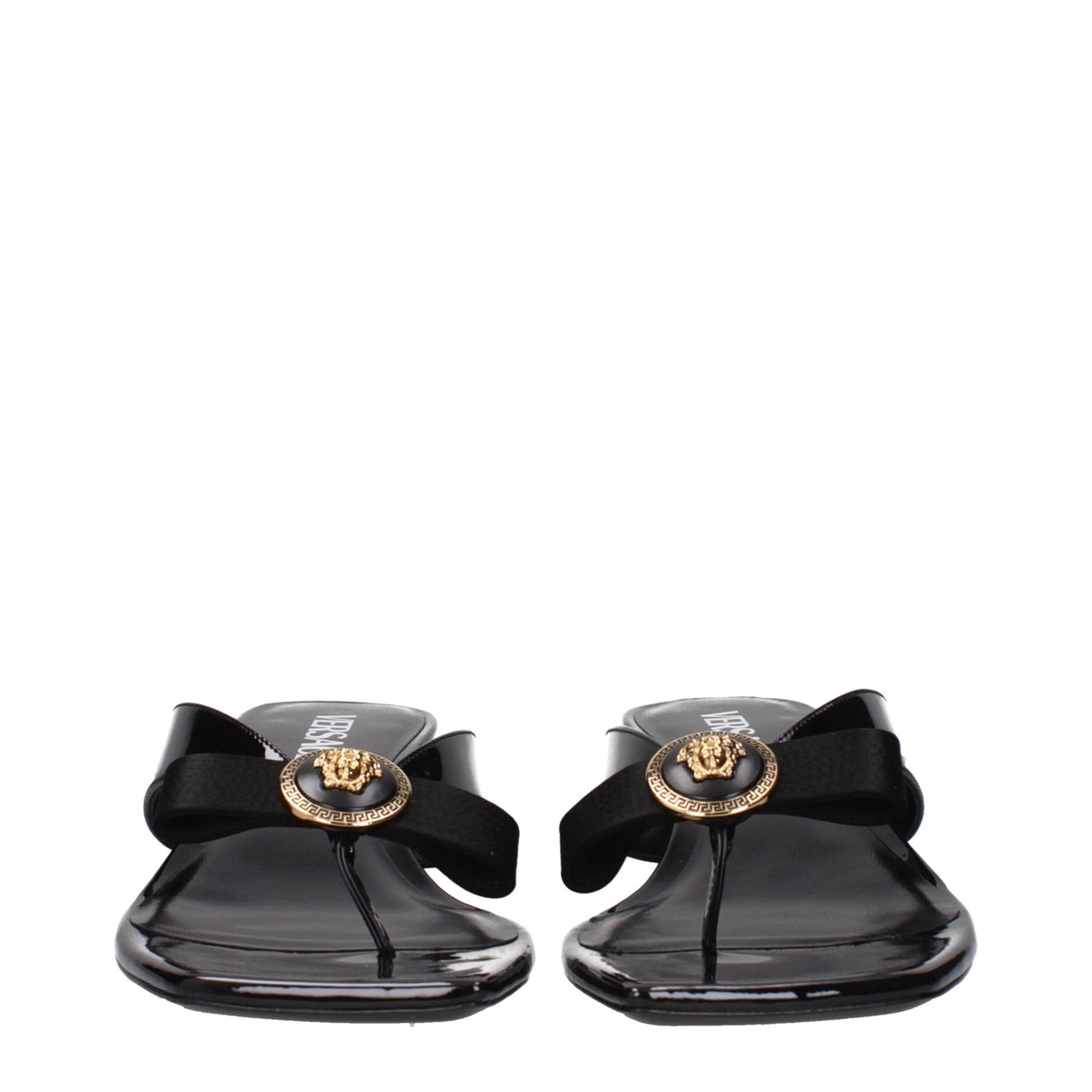 Versace Black Leather Stiletto Heel Sandals