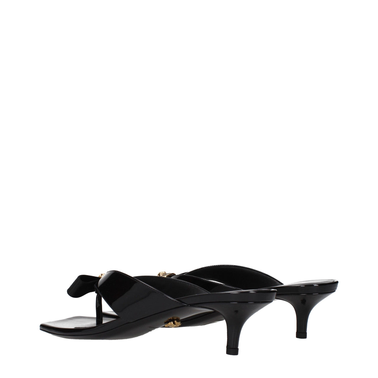 Versace Black Leather Stiletto Heel Sandals