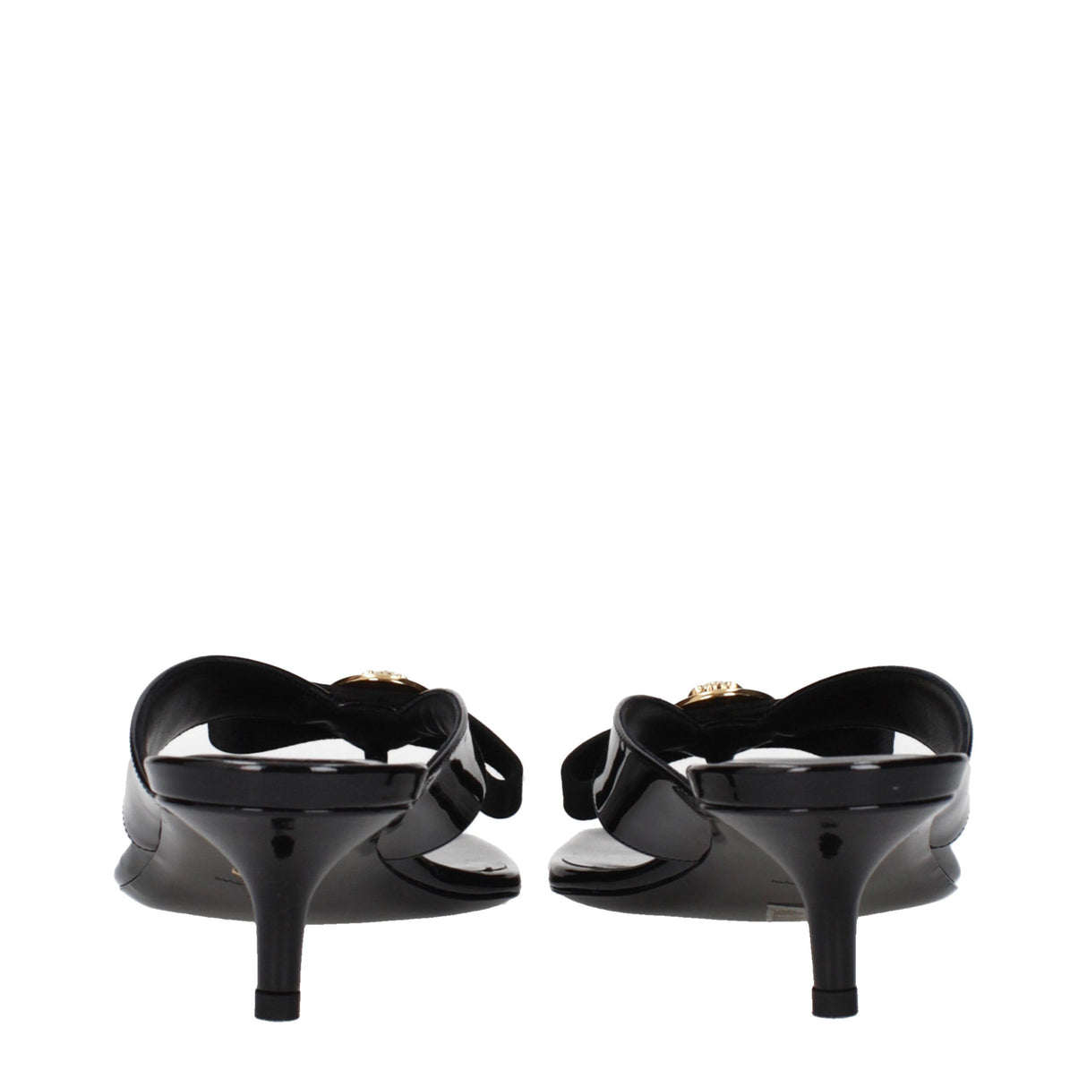 Versace Black Leather Stiletto Heel Sandals