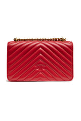 PINKO Red Leather Love One Mini Shoulder Bag