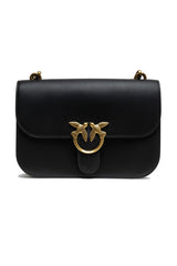PINKO Black Leather Love Bell Classic Shoulder Bag
