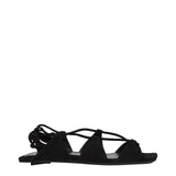The Attico Black Leather Flat Sandals