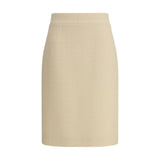 Valentino Cream Fleece Wool Skirt