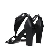 Max Mara Black Leather Stiletto Heel Sandals