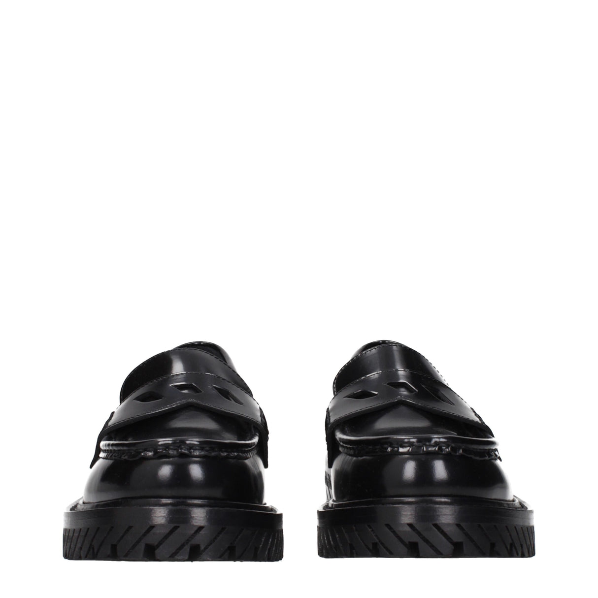 Off-White Black Leather Slip-On Loafers
