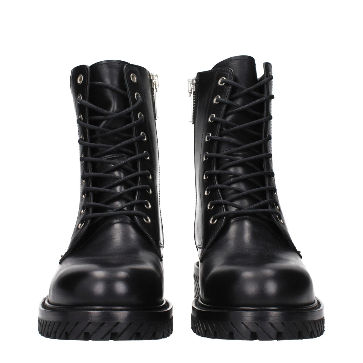 Off-White Black Leather Ankle Boots