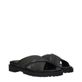 Off-White Green Fabric Flat Sandals