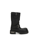 Balenciaga Black Calf Leather Bos Taurus Lace-Up Boots