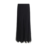 Chloé Black Silk Long Skirt