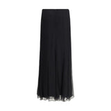 Chloé Black Silk Long Skirt