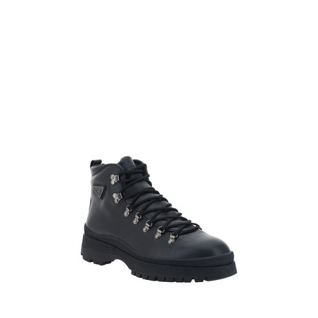 Prada Black Rubber Lace-Up Boots