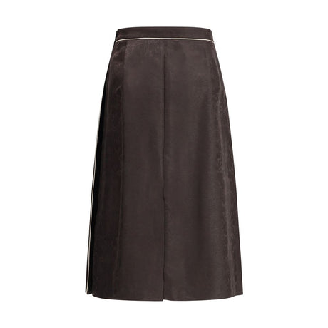Burberry Brown Silk Midi Skirt