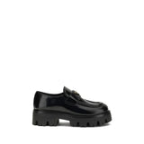 Prada Black Calf Leather Bos Taurus Platform Loafers